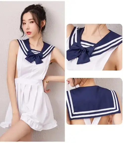 情趣内衣性感水手服女cos睡裙女护制服诱惑蕾丝网纱镂空开档透明睡衣