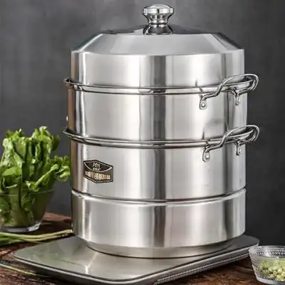商用不锈钢大号大蒸锅36 38 40cm大容量大蒸笼家用电磁炉煤气灶用