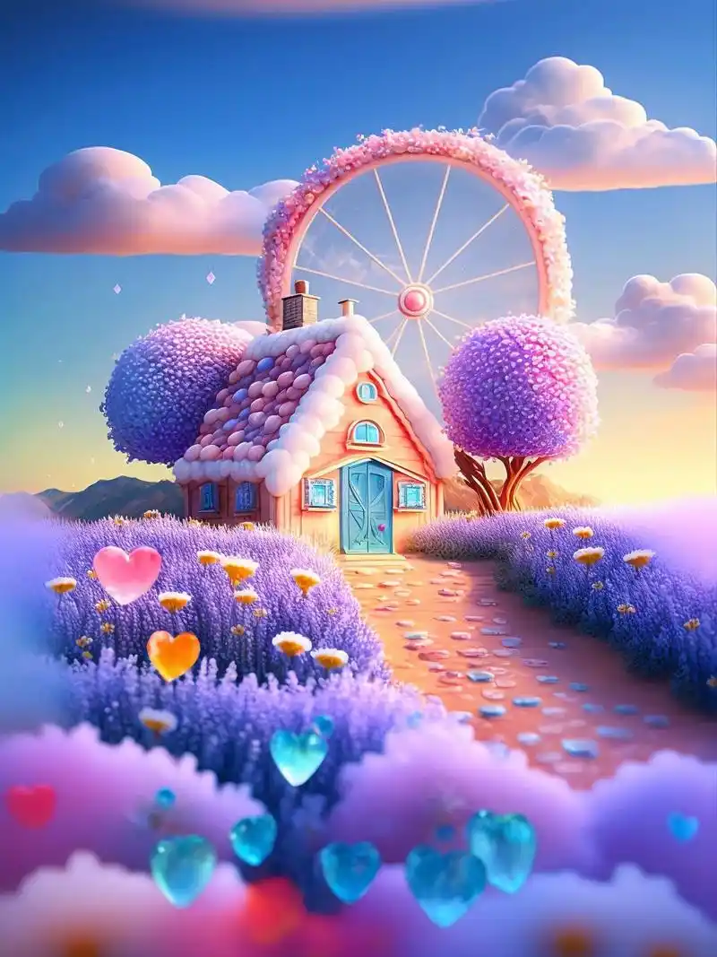 童话小屋‖幸福摩天轮 #ai绘画# #壁纸分享# #童话世界# #ai绘画有点