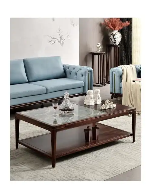 空山新雨新中式乌金木沙发现代皮沙发大户型简约储物沙发8086皮沙发