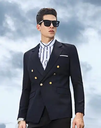 英伦雅痞双排扣西装外套