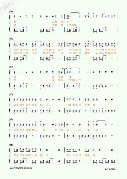 凉凉的双手钢琴简谱