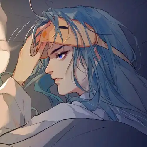 蓝发动漫男生头像