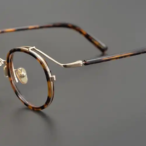 民国手工复古纯圆金丝钛合金眼镜框超轻镜架男近视女日本设计师款