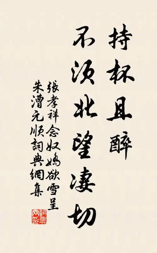 张孝祥持杯且醉,不须北望凄切书法作品欣赏