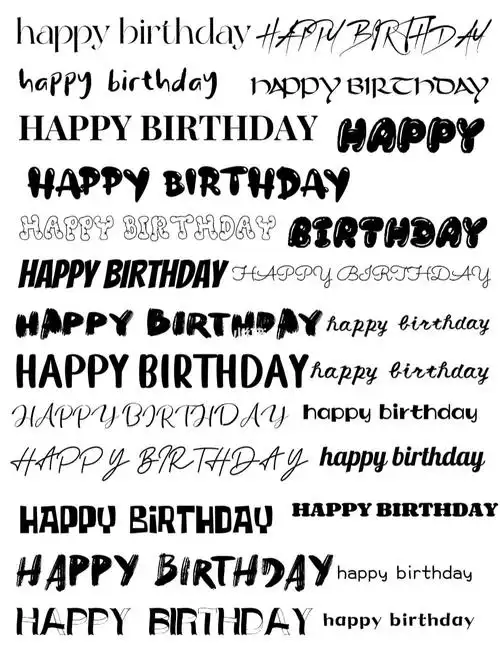 手绘蛋糕英文字体happybirthday