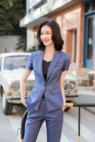 ol通勤短袖职业装女士套裙西装工作服韩版珠宝售楼导购销售女正装