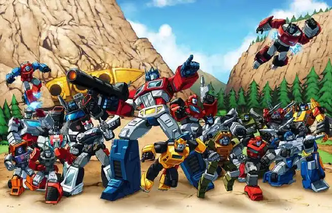 变形金刚超话分享一下各种g1博派/狂派集结和乱斗插画,主打一个人多