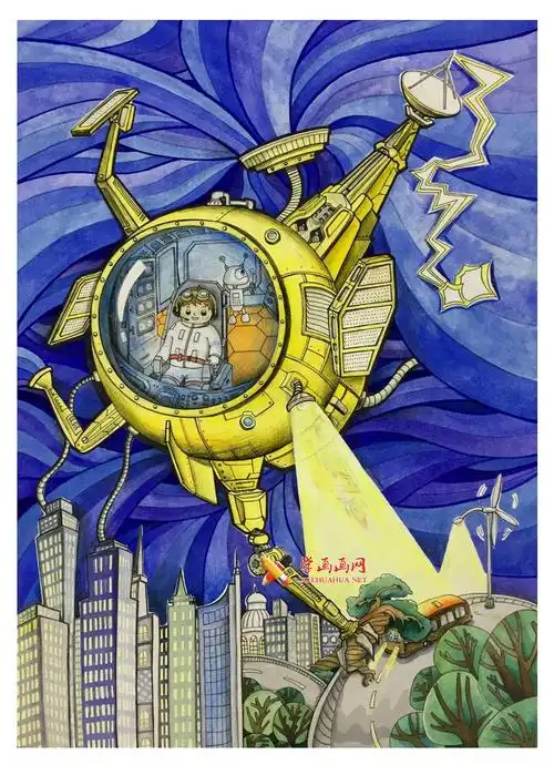 这幅小学生获奖儿童画的创意说明是:大自然有时会发怒,美丽的家园一