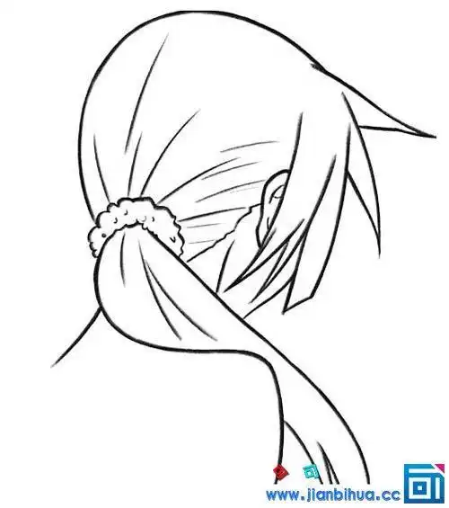 扎马尾的卡通女孩头像简笔画