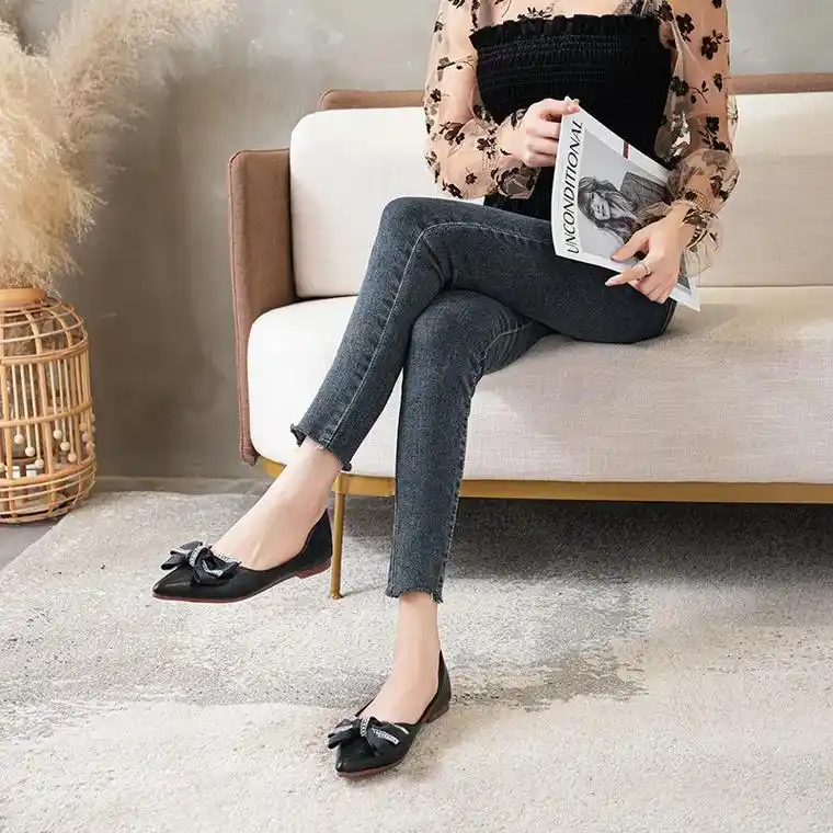 女士韩版平底瓢鞋 - 抖音