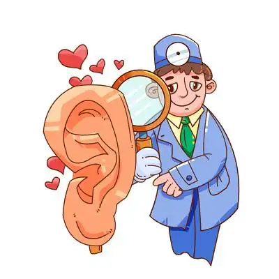 卡通插画手绘卡通人物爱耳日预防耳疾医生png素材