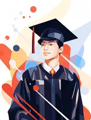 穿学士服的学生插画