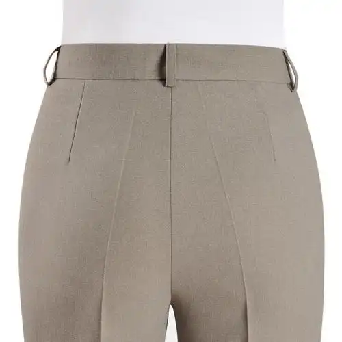 旁开口侧拉链女裤高腰直筒宽松裤子夏季薄款女西裤 卡其色 侧拉链夏款