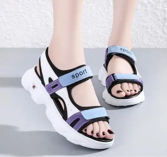 户登高品质女凉鞋15初高中学生运动风凉鞋女孩真9皮夏季新款十岁软底