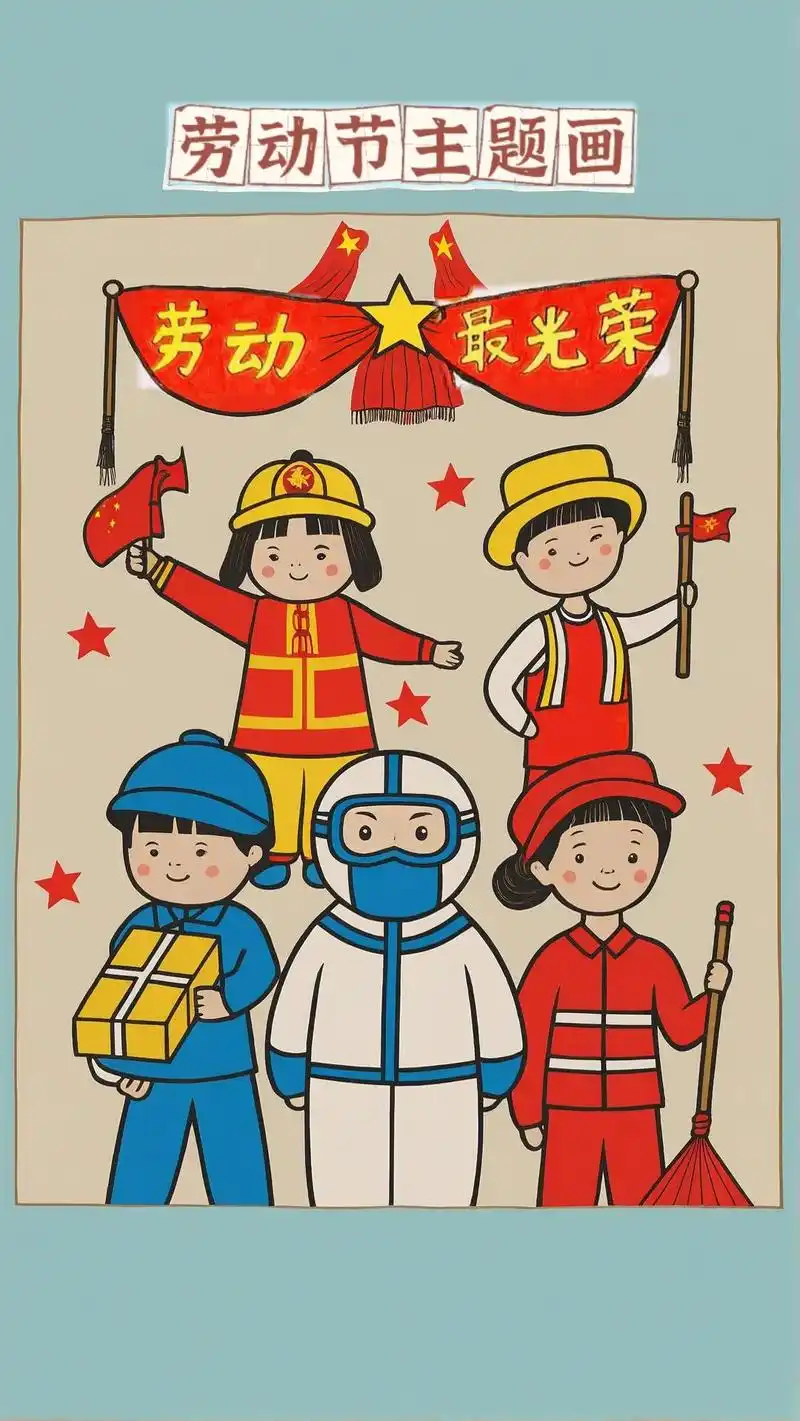 五一劳动节主题画:《劳动最光荣》向最可爱的人致敬!向最美的逆 - 抖