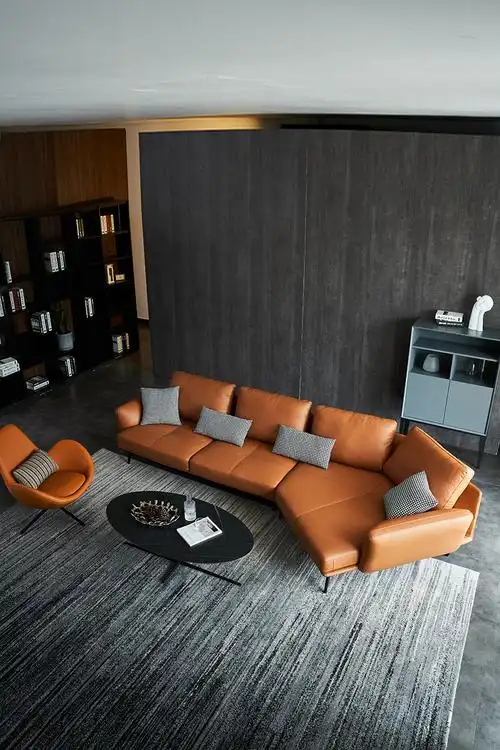 北欧真皮沙发转角轻奢现代简约客厅意式大小户型异形皮艺沙发