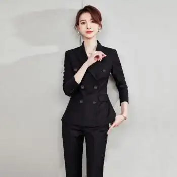 俞兆林西服套装女职业正装前台工作装女感女神范西装2022工作服黑色