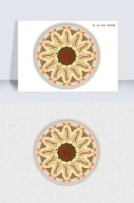 俯瞰卡通元素餐饮类海鲜蒜茸鸡尾虾