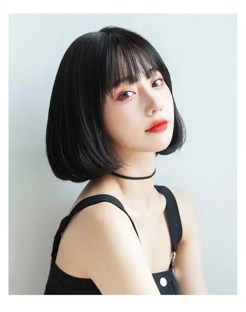 学生头假发女短发女生 减龄可爱自然少女bobo头全头套黑色假发