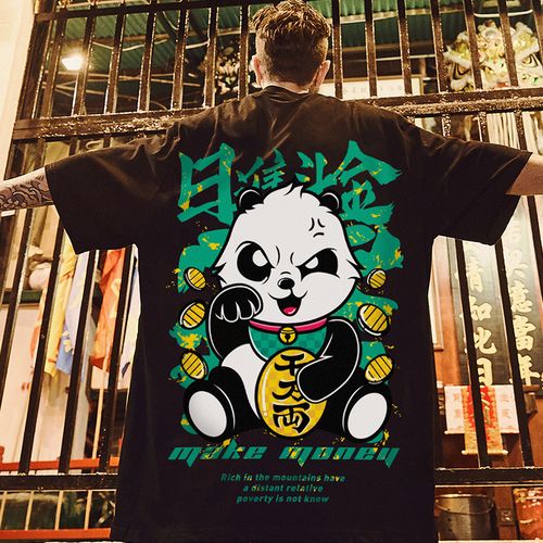 欧美潮牌国潮嘻哈oversize半袖情侣大码宽松潮流短袖t恤胖子男装