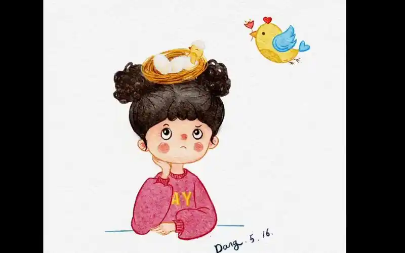 【ipad绘画】原创《发呆的小女孩》