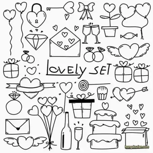 生日快乐小元素简笔画大全!音乐卡片蛋糕礼物气球 | 红豆饭小学生简笔