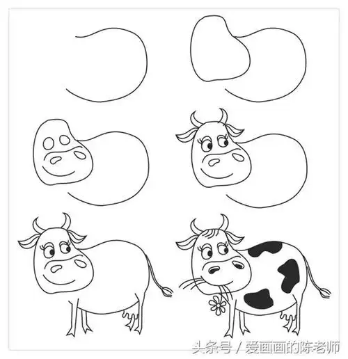 的猫咪:几个椭圆就能画好一只小羊:你还有什么理由不让孩子学画画呢?