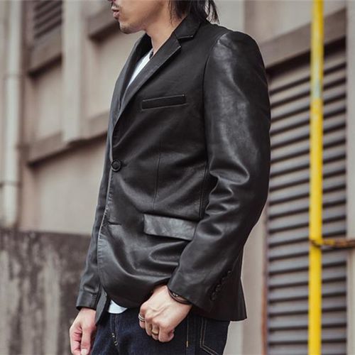 hdk海觉植鞣山羊皮水洗修身皮衣无间道梁朝伟同款皮衣