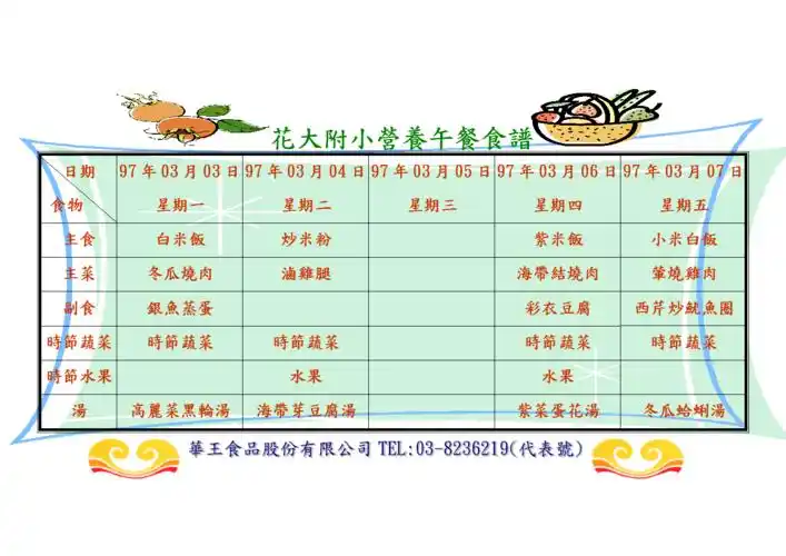 花大附小营养午餐食谱.doc
