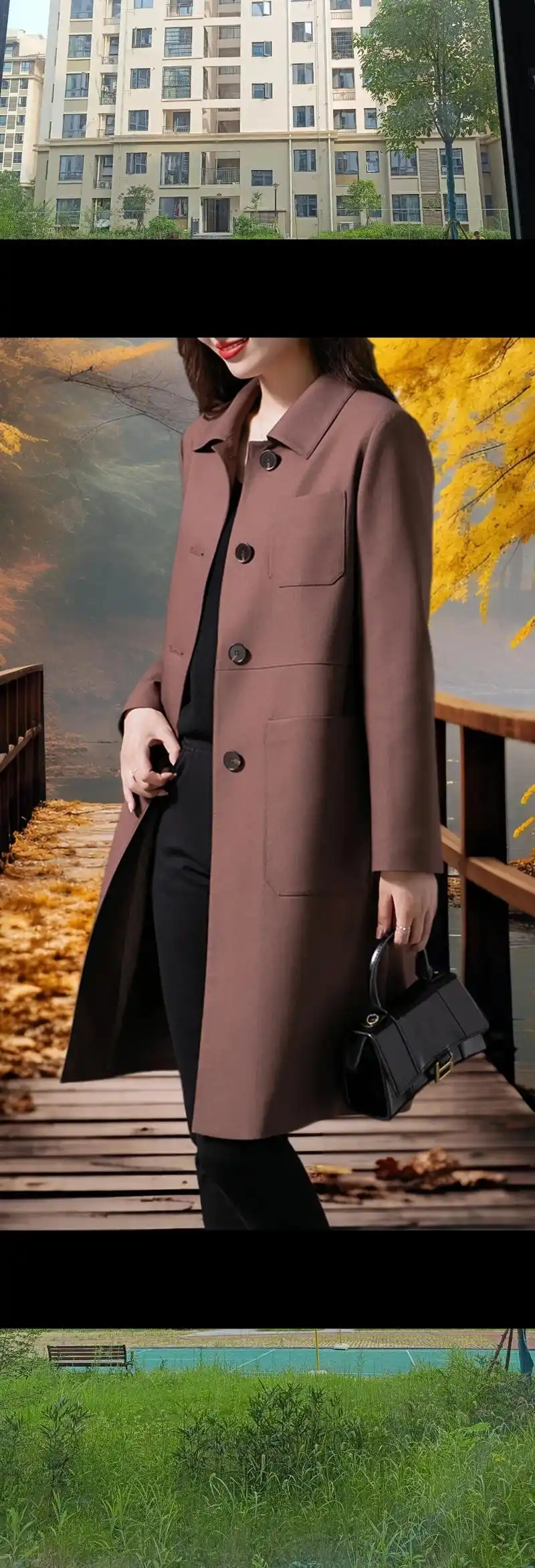 这款韩版原形中长款秋季风衣外套女 u87577 堪称