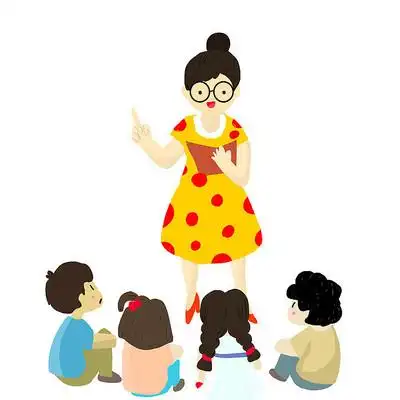 手绘教师节师生情学生老师人物插画元素