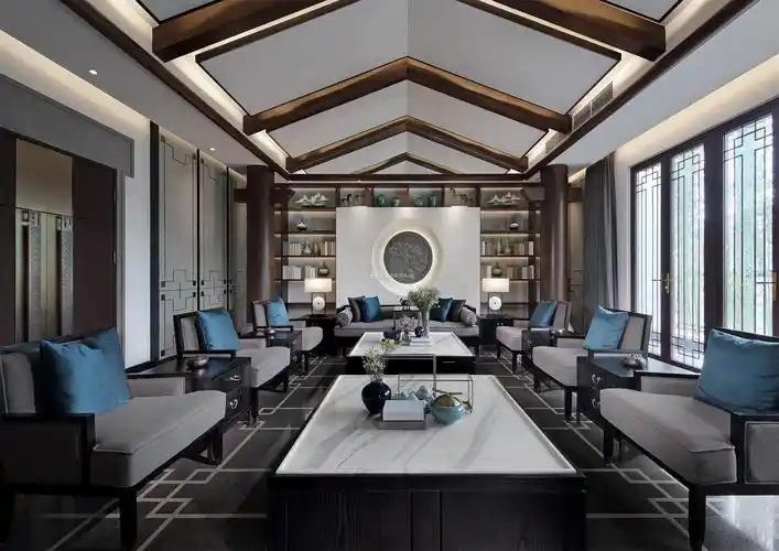 中式休闲会所会客厅装修效果图片大全