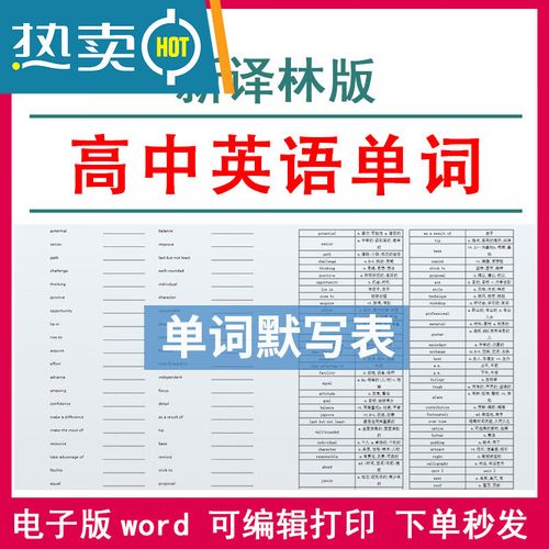 苏教版译林版高中英语必修选修单词表词汇默写表汉译英高一电子版