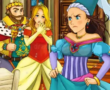 卡通童话场景王子和公主照片