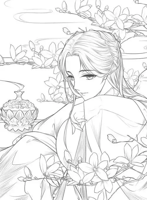 正版包邮思美人醉花颜唯美古风涂色线描集飞乐鸟美术零基础古风美少女