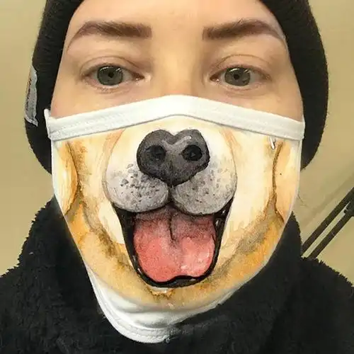 口罩外贸创意卡通印花棉布透气网红狗头定制口罩