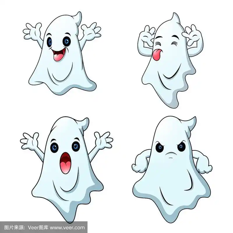 一套可爱的卡通万圣节鬼魂