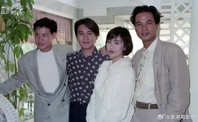 1990年,张学友,梁朝伟,袁洁莹,任达华到台湾宣传新片《喋血街头》