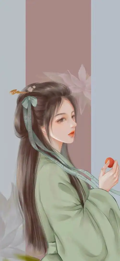 余生再无倾城色,一草一木皆相思.手绘古风女生插画壁纸