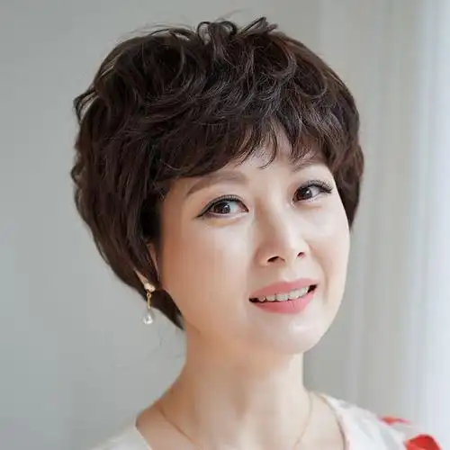 发中卷发全短老假发假本饱蓬头松年发满真日女顶自短然整妈妈j