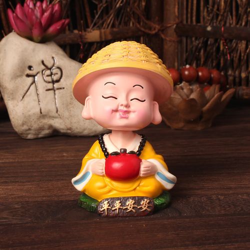 车载摆件可爱汽车车内饰品卡通公仔装饰品 yh摇头和尚(平平安安) 胶