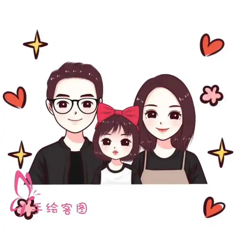 一家三口,四口头像手绘设计,你喜欢哪个?