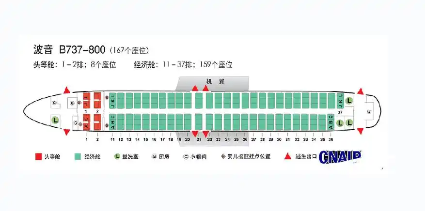 737中型飞机座位分布图