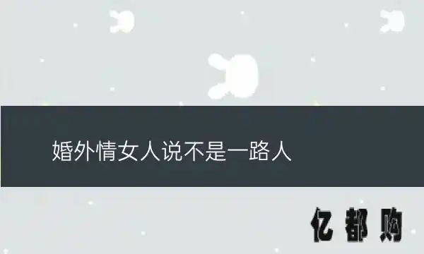 女人该不该有婚外情(婚外情女人说不是一路人)