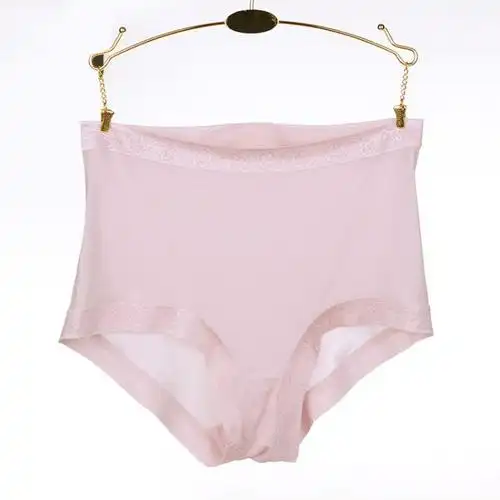 100%桑蚕丝内裤女针织真丝内裤女士内裤中腰蕾丝无痕大码平角内裤