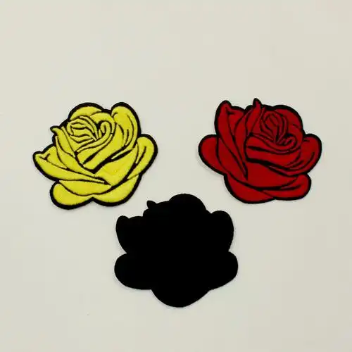 玫瑰花刺绣布贴补丁贴 衣服裤子t恤装饰修补洞花 背胶花朵贴布