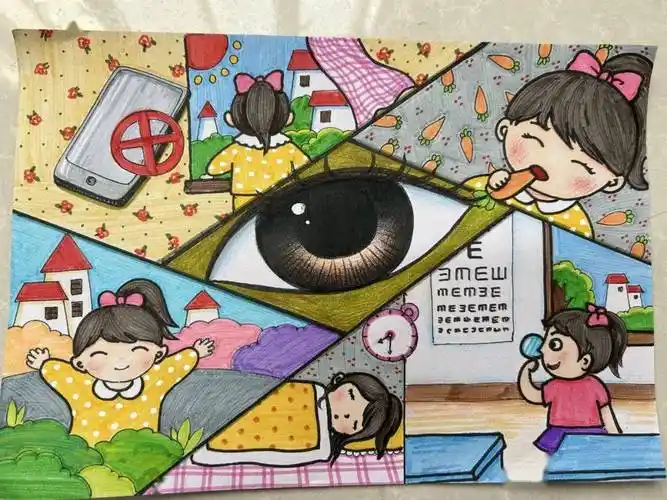2023年河北省中小学生"爱眼护眼"绘画大赛作品赏析_南园路_邢台_李晓