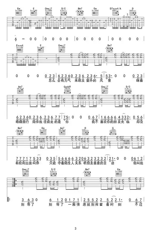 简弘亦《阍者》吉他谱_c调六线谱_高清版