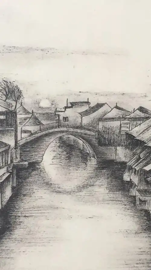 风景速写之江南水乡素描画